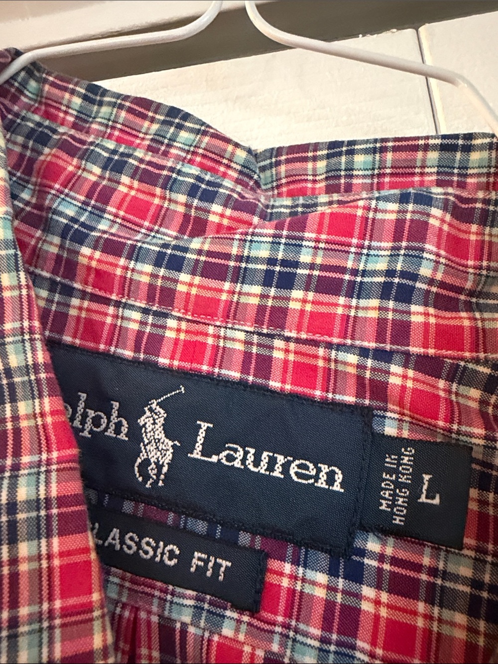 Ralph Lauren Red and Blue Plaid Short-Sleeve Button-Down Shirt - Picture 3 of 4